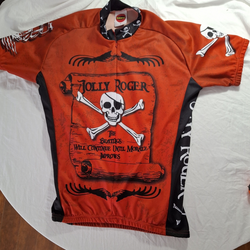 NWOT Jolly Roger Pirate Mens Cycling Jersey Size S. Unique